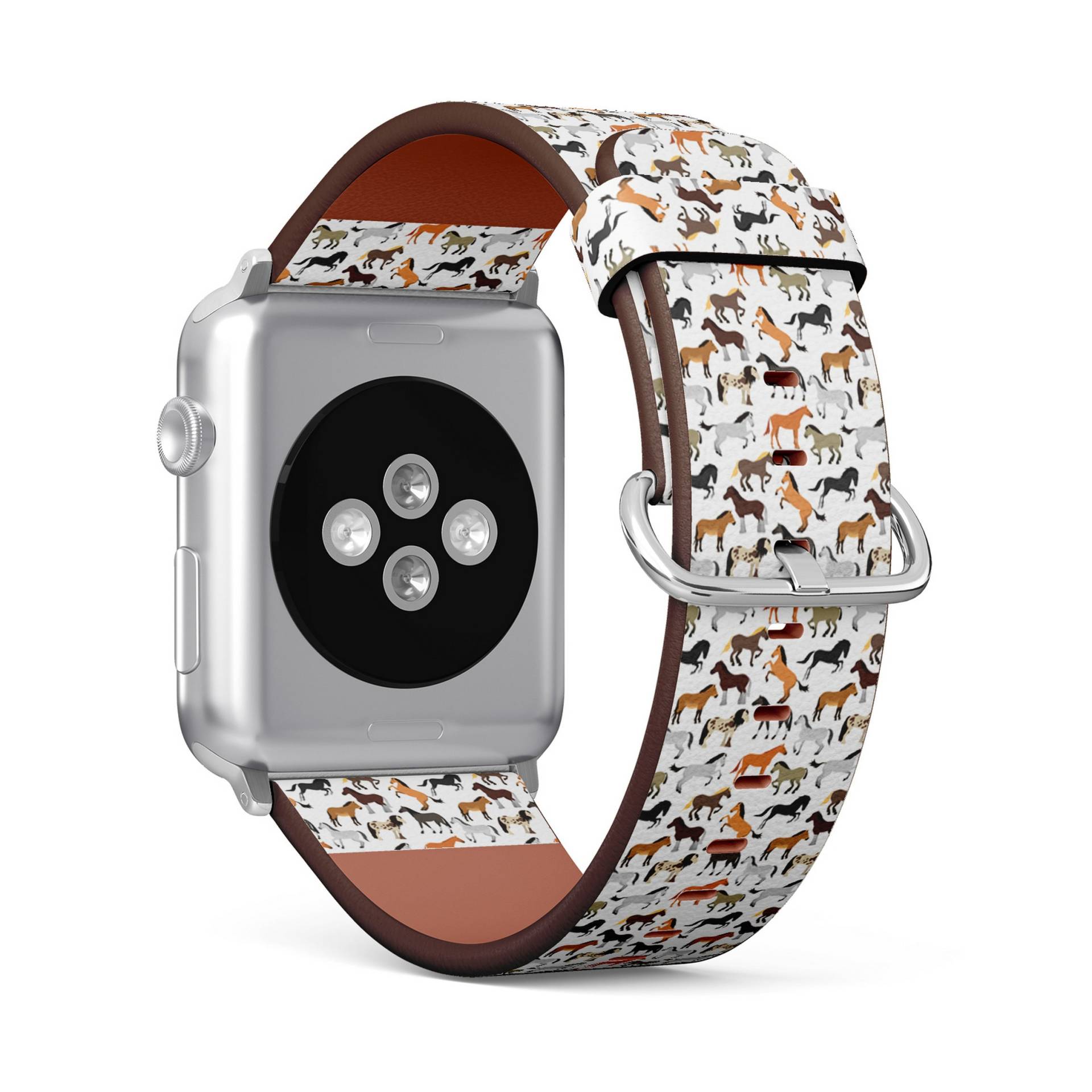 Niedliche Pferdedrucke, Apple Watch Band | 38mm/40mm 41mm 42mm 49mm, Vegane Kunstleder Uhr Armband von FancyCustomsBoutique