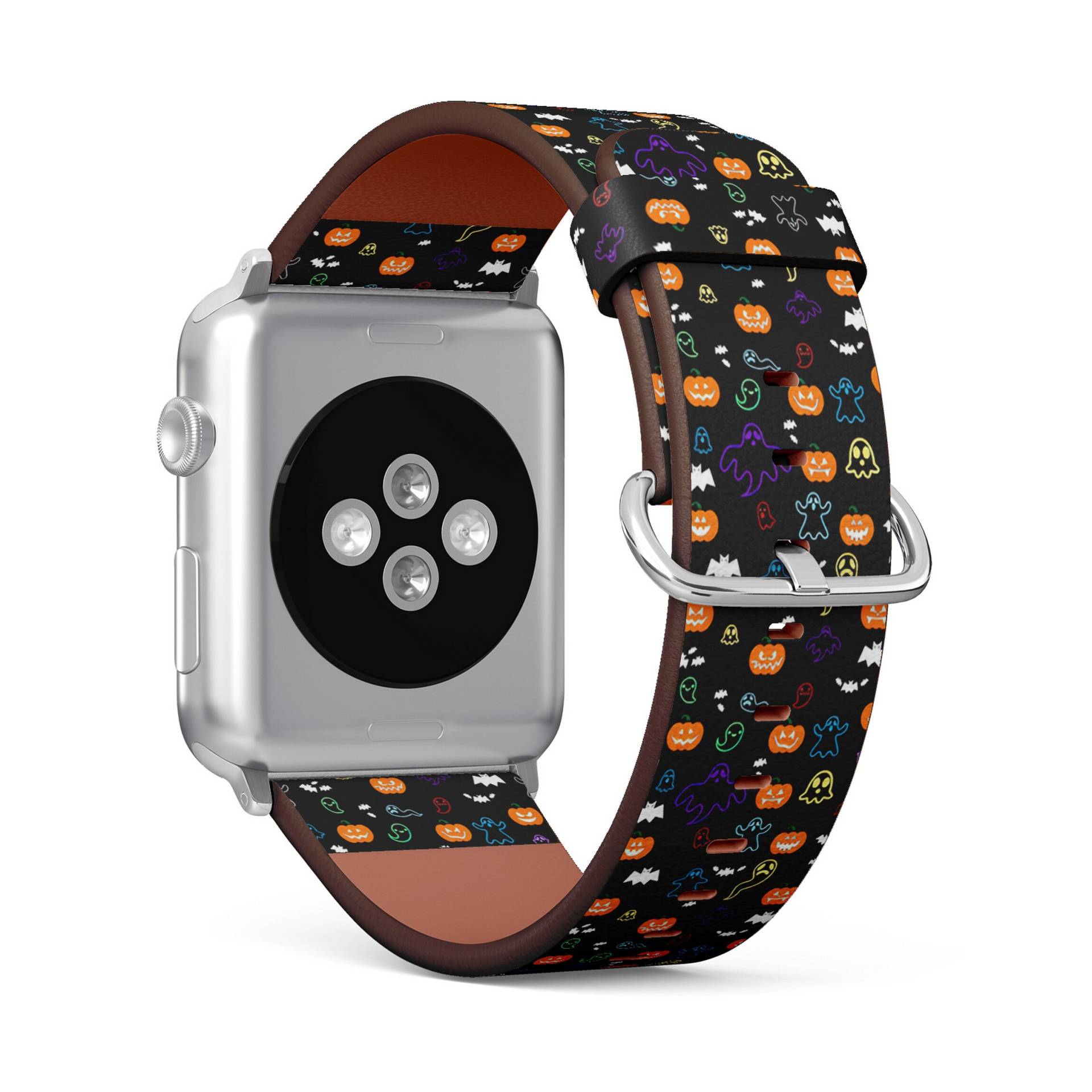 Niedlicher Halloween Geist Und Kürbisse, Apple Watch Band | 38mm/40mm 41mm 42mm 49mm, Vegane Kunstleder Uhr Armband von FancyCustomsBoutique