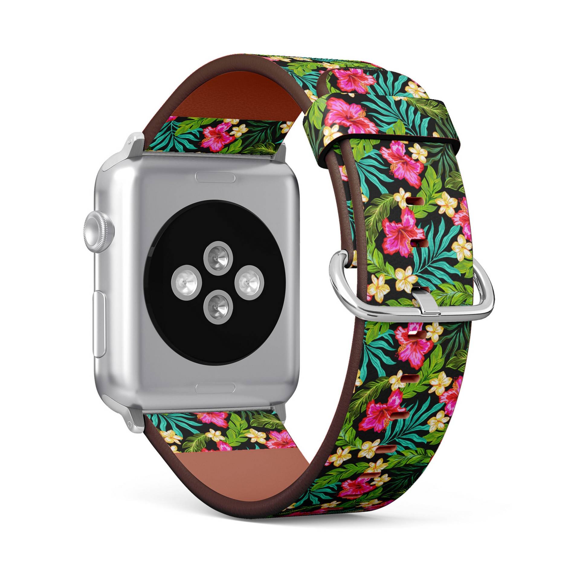 Pical Hibiscus Plumeria Print, Apple Watch Band | 38mm/40mm/42mm/44mm/45mm, Armband Aus Veganem Kunstleder von FancyCustomsBoutique