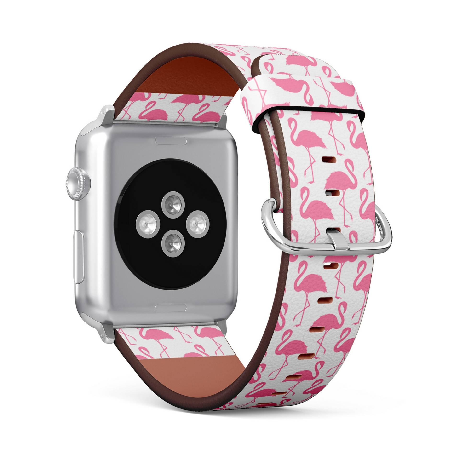 Pink Flamingo Print, Apple Watch Armband | 38mm/40mm/41mm/42mm/49mm, Aus Veganem Kunstleder von FancyCustomsBoutique