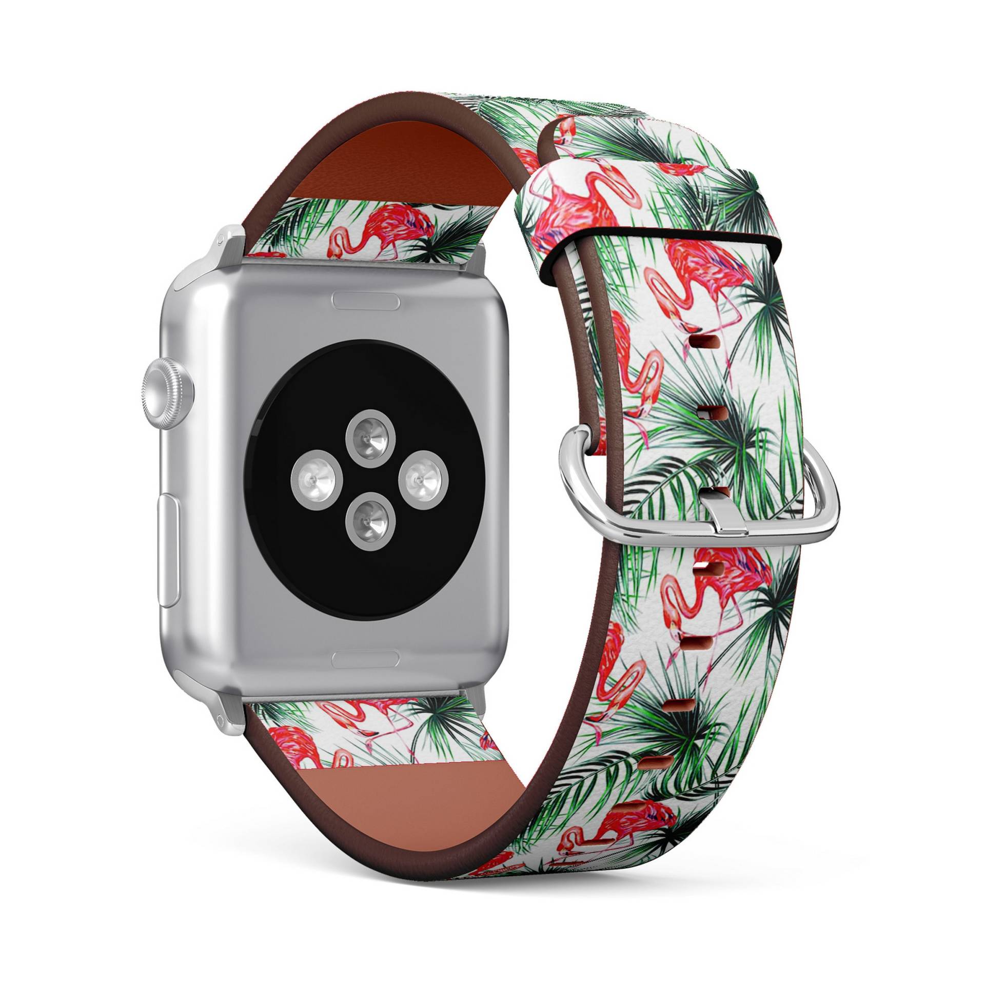 Pink Tropical Flamingos Print, Apple Watch Band | 38mm/40mm/41mm/42mm/49mm, Veganes Kunstleder Uhrenarmband von FancyCustomsBoutique