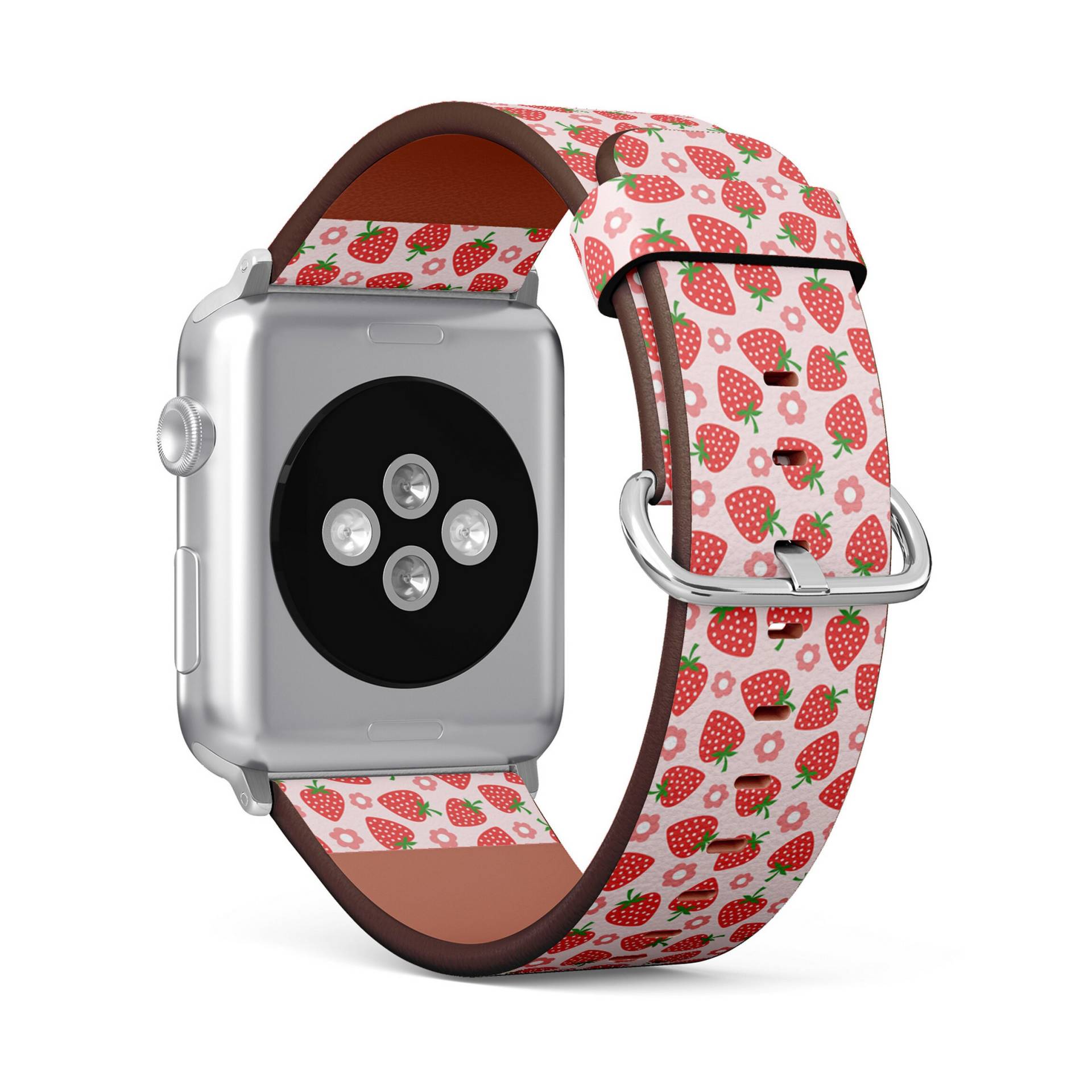 Sommer Erdbeer Print, Apple Watch Armband | 38mm/40mm/41mm/42mm/49mm, Aus Veganem Kunstleder von FancyCustomsBoutique