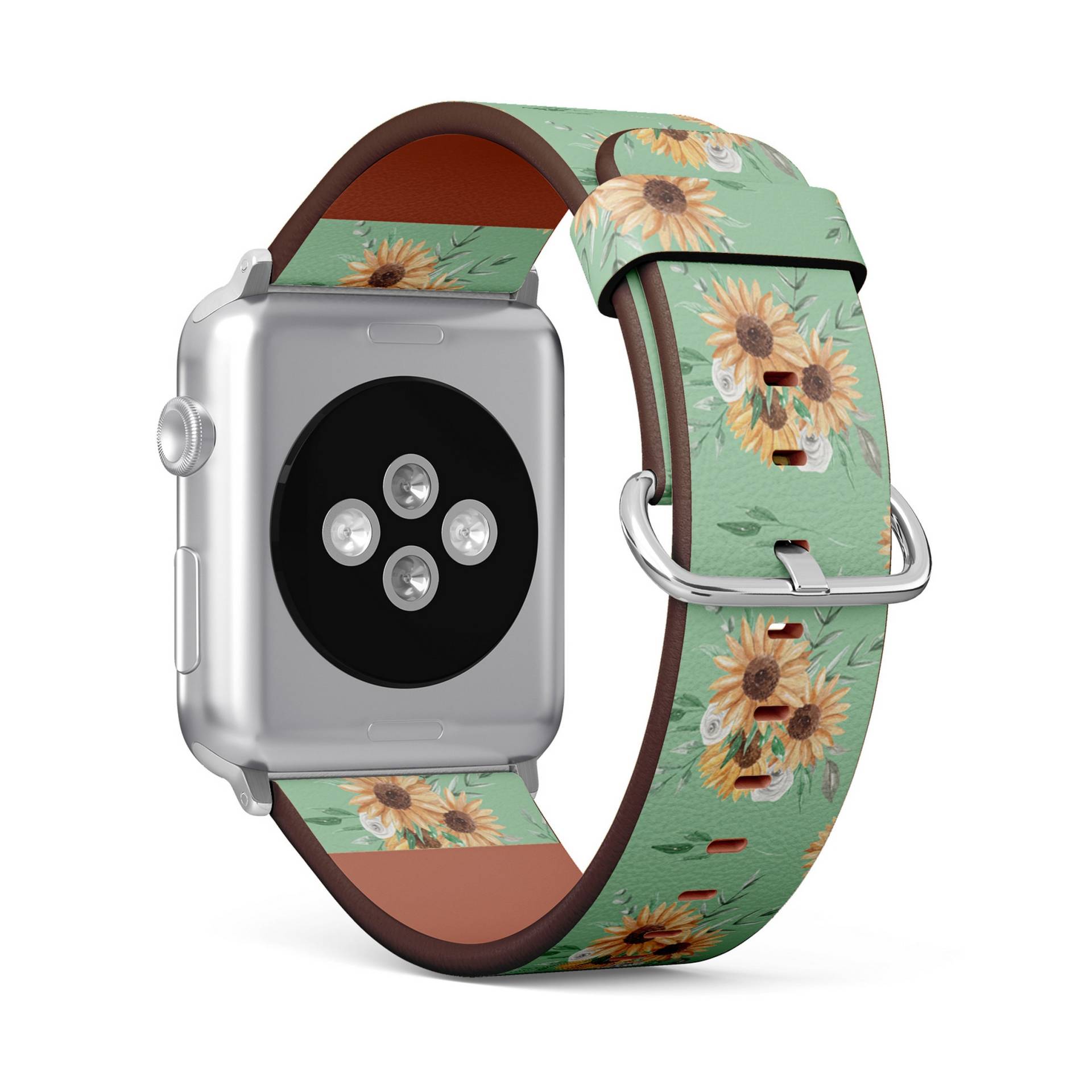 Sonnenblumengrüne Blätter, Apple Watch Band | 38mm/40mm 41mm 42mm 49mm, Veganes Armband Aus Kunstleder von FancyCustomsBoutique