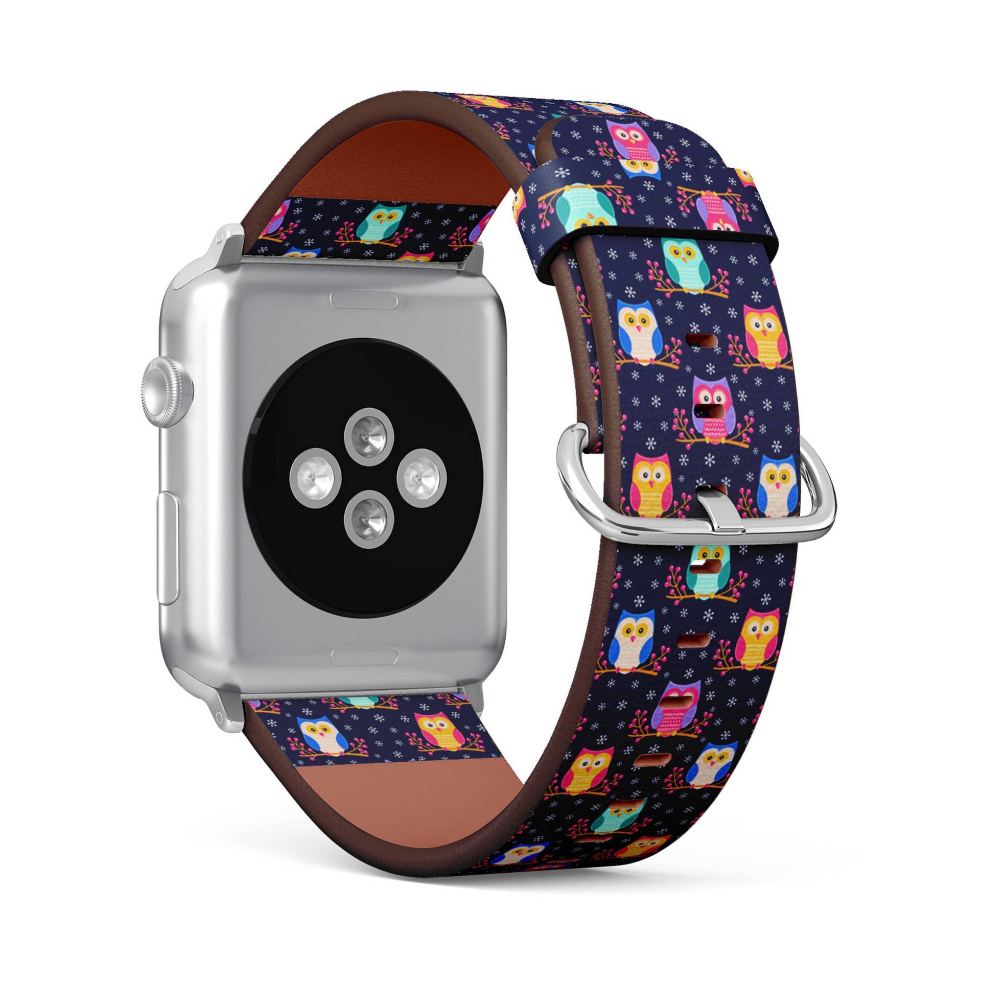 Süßer Flacher Eule Sitzender Druck, Apple Watch Band | 38mm/40mm 41mm 42mm 49mm, Veganes Armband Aus Kunstleder Armband von FancyCustomsBoutique