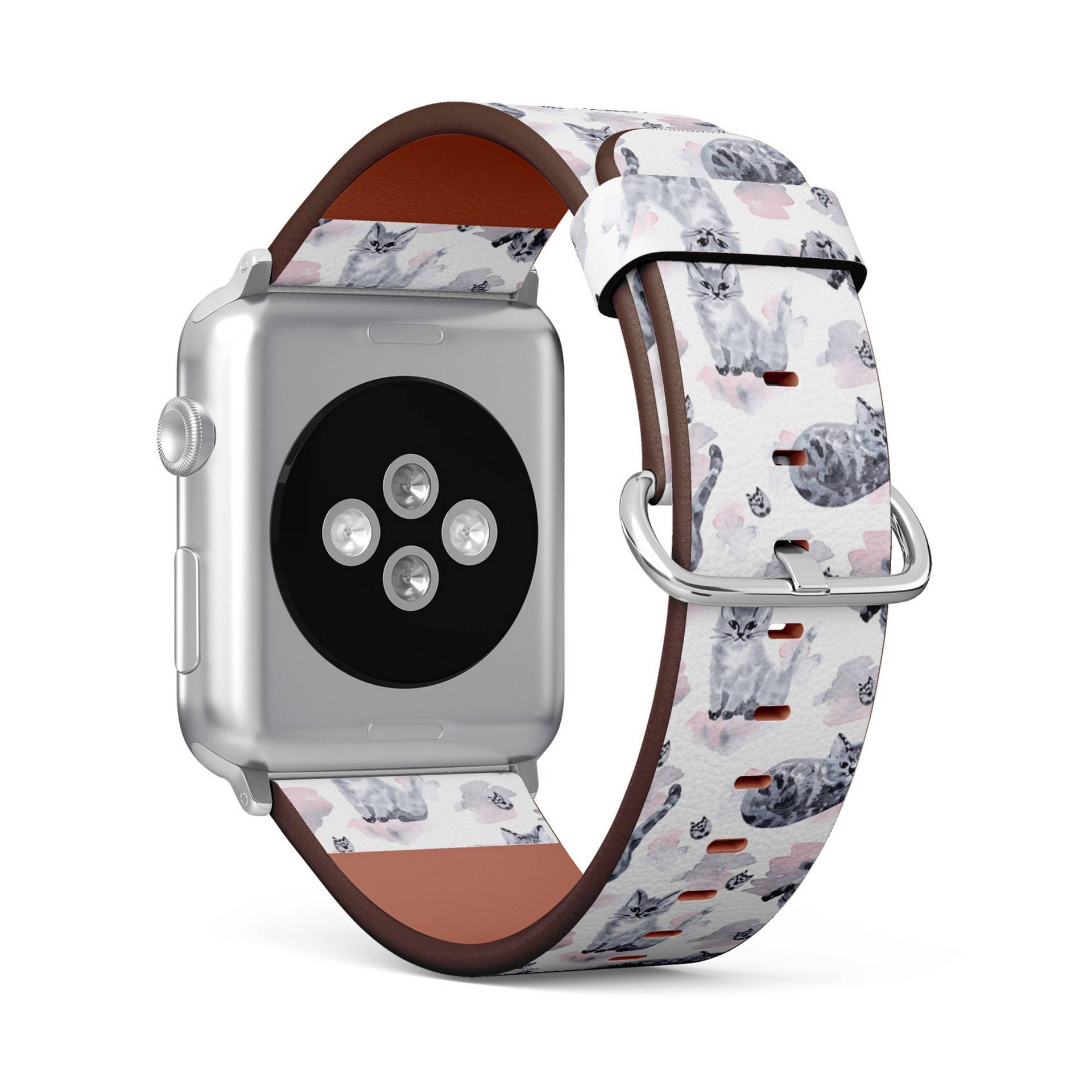 Süßes Katzen-Aquarell-Druck, Apple Watch Band | 38mm/40mm/41mm/42mm/49mm, Armband Aus Veganem Kunstleder von FancyCustomsBoutique