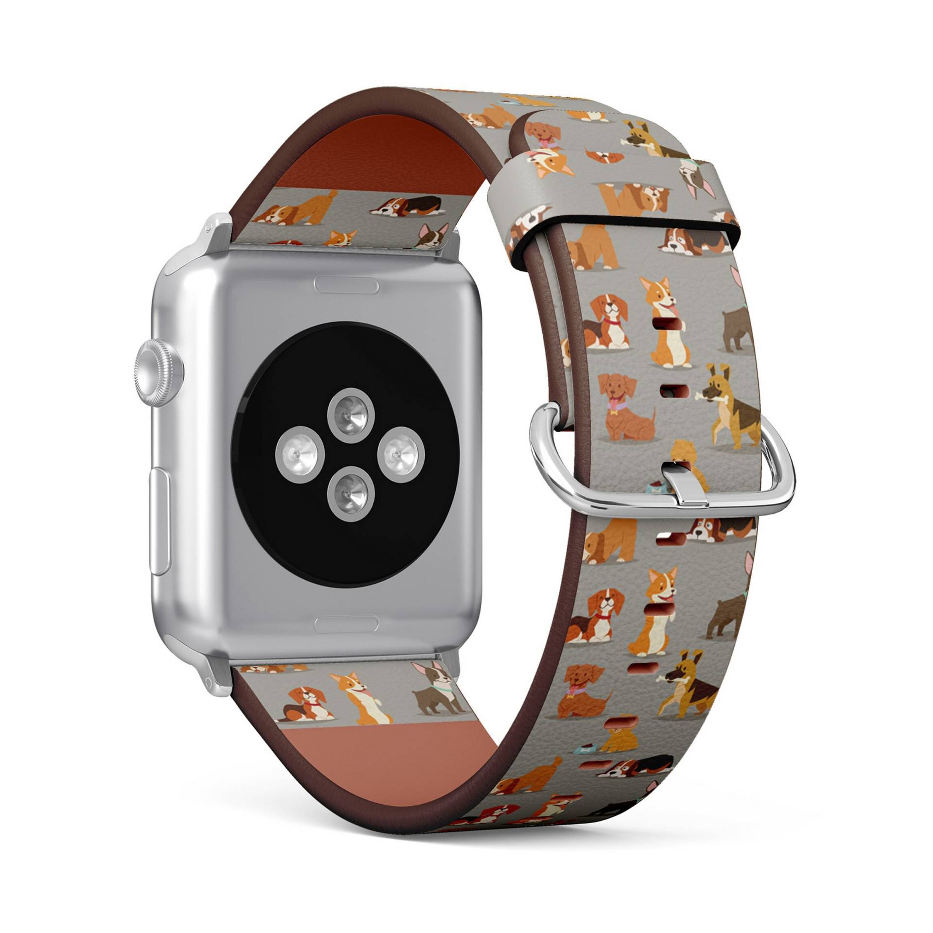 Verschiedene Hunderassen Cute Puppy Print, Apple Watch Band | 38mm/40mm 41mm 42mm 49mm, Veganes Kunstleder Uhrenarmband von FancyCustomsBoutique