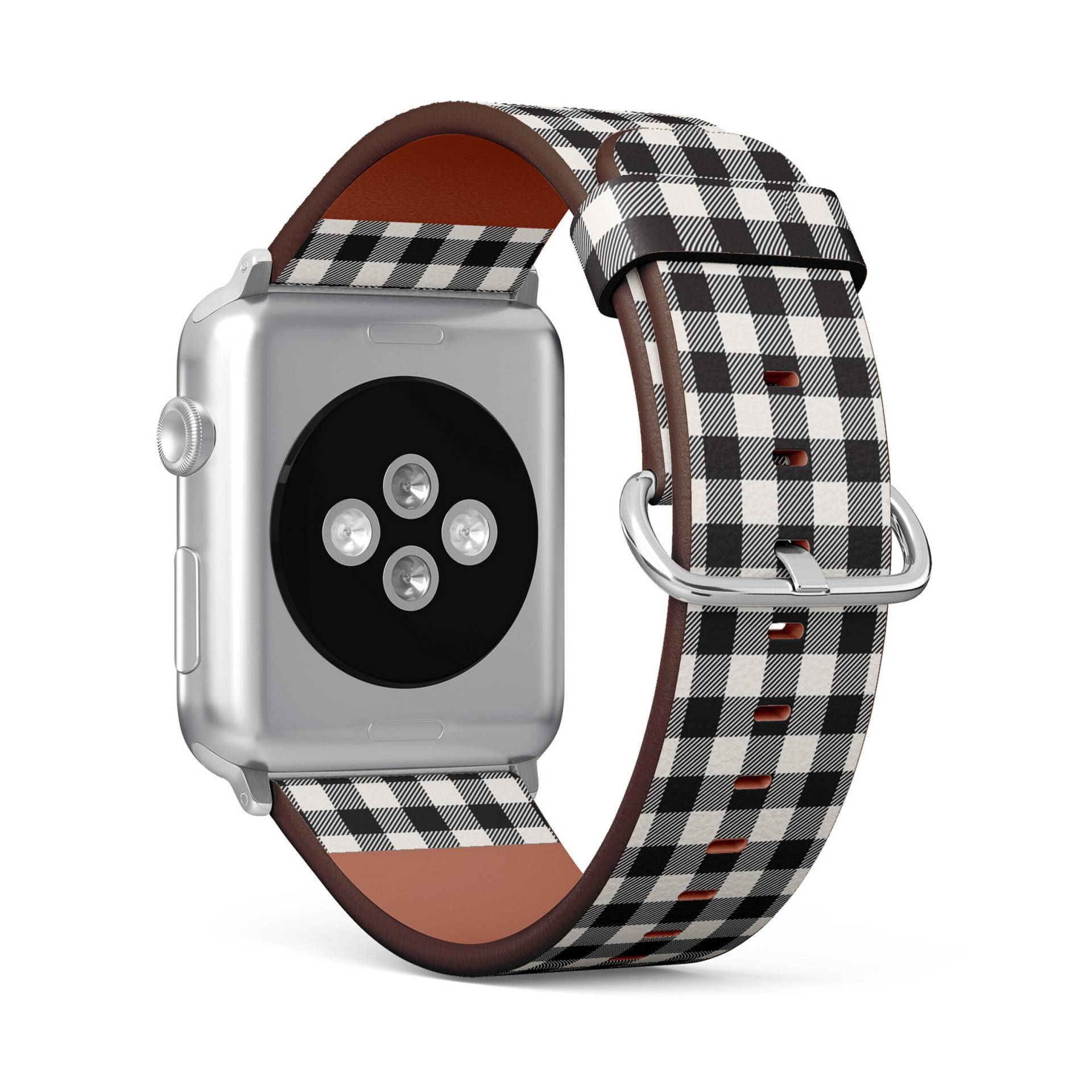 Weiß Schwarz Holzfäller Plaid, Apple Watch Band | 38mm/40mm 41mm 42mm 49mm, Vegan Kunstleder Uhrenarmband Handgelenk Armband von FancyCustomsBoutique