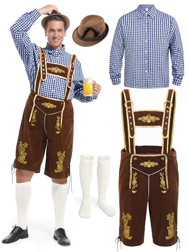 FancyFun Lederhose Herren Outfit, Oktoberfest Kostüm Tracht Halloween Kostüm Herren Deutsch Bayerisch für Dress Up Party und Bierfest FancyFun Lederhose Herren Outfit, Oktoberfest Kostüm Tracht Halloween Kostüm Herren Deutsch Bayerisch für Dress Up Party und Bierfest von FancyFun