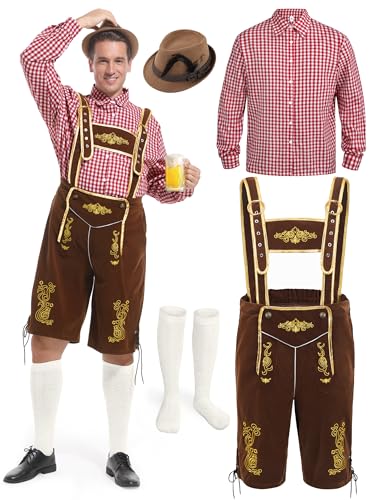 FancyFun Lederhose Herren Outfit, Oktoberfest Kostüm Tracht Halloween Kostüm Herren Deutsch Bayerisch für Dress Up Party und Bierfest FancyFun Lederhose Herren Outfit, Oktoberfest Kostüm Tracht Halloween Kostüm Herren Deutsch Bayerisch für Dress Up Party und Bierfest von FancyFun