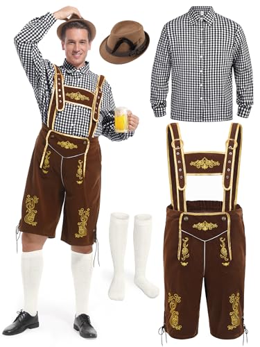FancyFun Lederhose Herren Outfit, Oktoberfest Kostüm Tracht Halloween Kostüm Herren Deutsch Bayerisch für Dress Up Party und Bierfest FancyFun Lederhose Herren Outfit, Oktoberfest Kostüm Tracht Halloween Kostüm Herren Deutsch Bayerisch für Dress Up Party und Bierfest von FancyFun