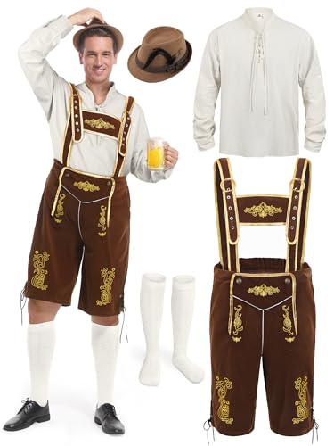 FancyFun Lederhose Herren Outfit, Oktoberfest Kostüm Tracht Halloween Kostüm Herren Deutsch Bayerisch für Dress Up Party und Bierfest FancyFun Lederhose Herren Outfit, Oktoberfest Kostüm Tracht Halloween Kostüm Herren Deutsch Bayerisch für Dress Up Party und Bierfest von FancyFun