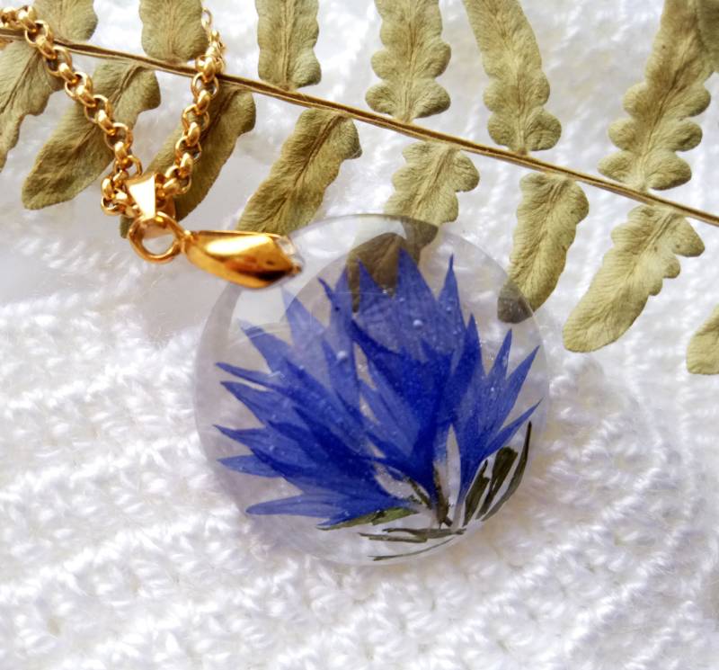 Echte Kornblume Halskette Gepresste Blume Resin Terrarium Schmuck Echte Kornblume Halskette Gepresste Blume Resin Terrarium Schmuck von FancyNatural