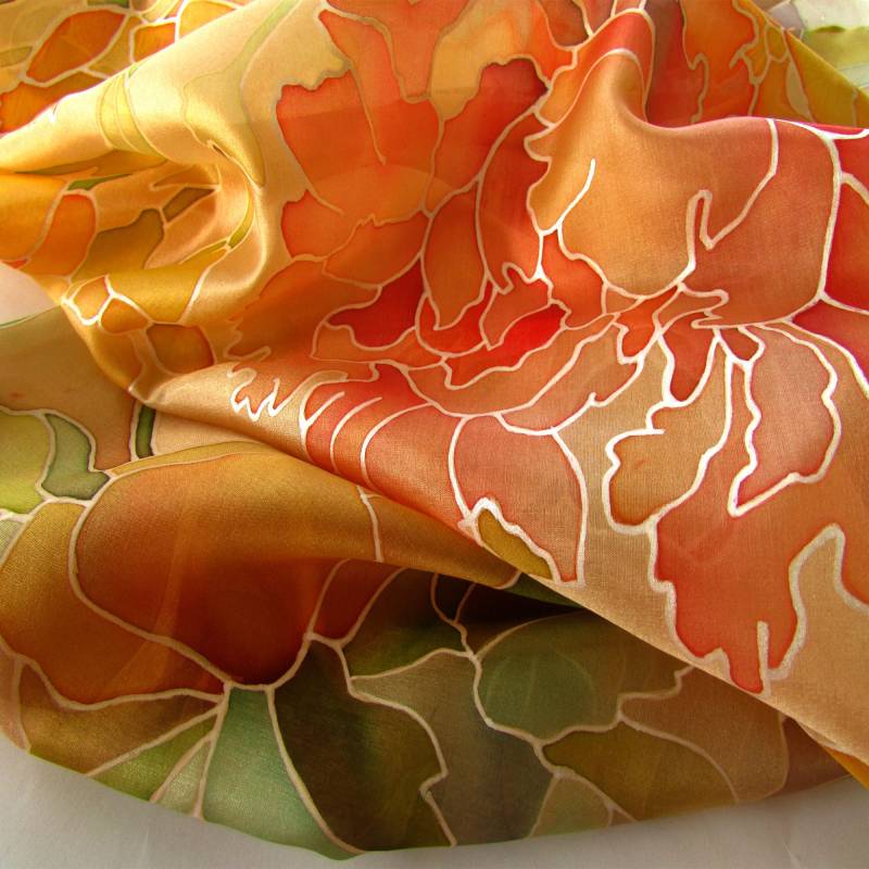 Handbemalter Seidenschal Mit Roter Pfingstrose Tolles Oma Geschenk Handbemalter Seidenschal Mit Roter Pfingstrose Tolles Oma Geschenk von FancySilk