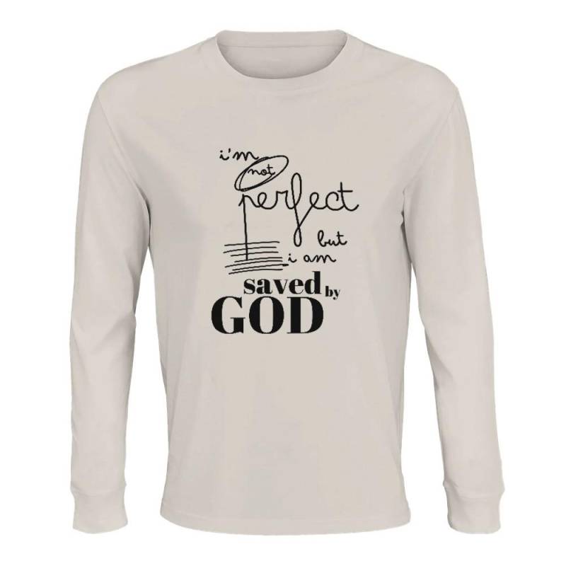 I'm Not Perfect But I Am Saved By God" Organic in Conversion Unisex Long Sleeve T-Shirt von FancySoulShop