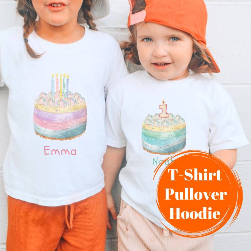 Kinder T-Shirt Geburtstagskind Mit Name Zahl Geburtstag Torte Personalisiert Tshirt Shirt Mädchen Jungs 1 2 3 4 5 6 7 8 Pullover Hoodie von FancyTinyShop