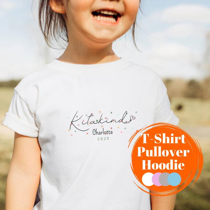 T-Shirt Pullover Hoodie Kitakind 2025 Mit Namen Personalisiert Tshirt Kind Print Kita Shirt Kitastart Junge Mädchen Oeko-Tex Kindergarten von FancyTinyShop