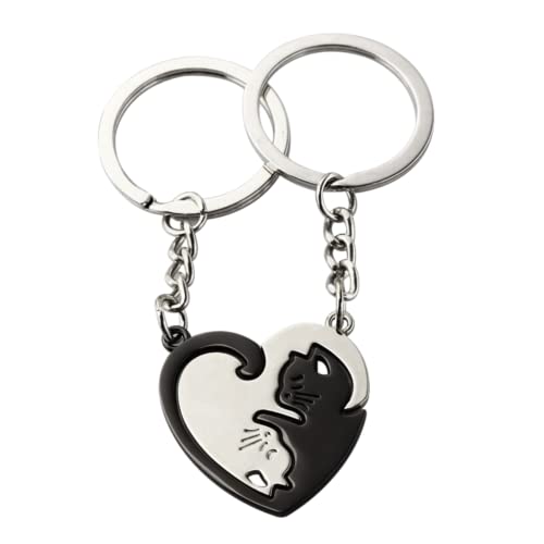 Schlüsselanhänger Best friend Katze Katzen Herz Ying Yang Motiv Geschenk beste Freundin BFF Geschenke für Frauen Freundschaft Auto Anhänger von Fancychain