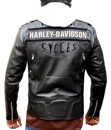 Fancyd Herren HD Cafe Racer Echtes Schaffell Leder Bikerjacke mit Abnehmbarer Kapuze - Stilvolle Motorrad-Oberbekleidung, Schwarz - Harley Style, XL von Fancyd