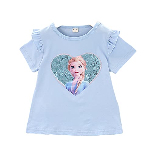 ELSA und Anna T-Shirt Glanz Kurzarmshirt Frozen 2 Eiskönigin 2 Prinzessin Eisprinzessin Mädchen Kinder von Fancyland