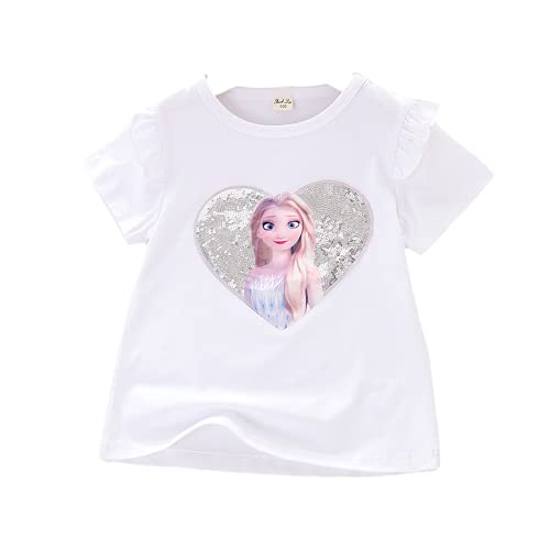 ELSA und Anna T-Shirt Glanz Kurzarmshirt Frozen 2 Eiskönigin 2 Prinzessin Eisprinzessin Mädchen Kinder von Fancyland