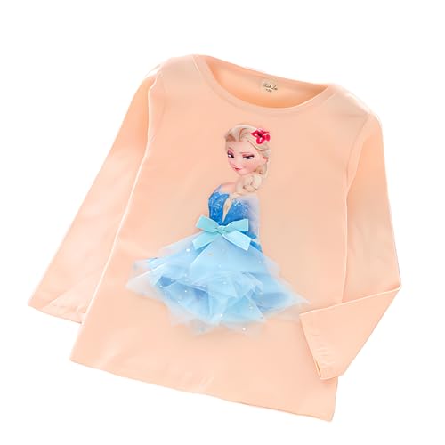 ELSA und Anna T-Shirt Glanz Langarmshirt Frozen 2 Eiskönigin 2 Prinzessin Eisprinzessin Mädchen Kinder (100cm, ELSA-pinkblue) von Fancyland