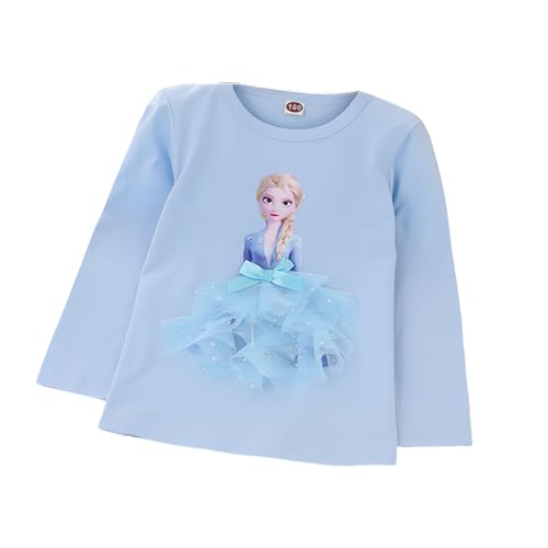 ELSA und Anna T-Shirt Glanz Langarmshirt Frozen 2 Eiskönigin 2 Prinzessin Eisprinzessin Mädchen Kinder (110cm, ELSA-blueblue) von Fancyland