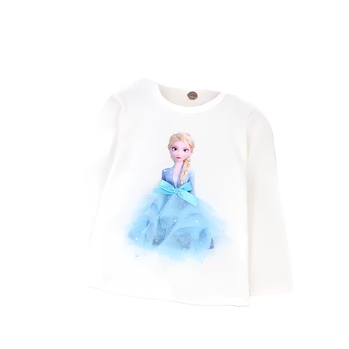 ELSA und Anna T-Shirt Glanz Langarmshirt Frozen 2 Eiskönigin 2 Prinzessin Eisprinzessin Mädchen Kinder (110cm, ELSA-whiteblue) von Fancyland