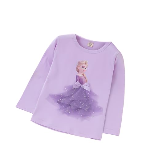 ELSA und Anna T-Shirt Glanz Langarmshirt Frozen 2 Eiskönigin 2 Prinzessin Eisprinzessin Mädchen Kinder (120cm, ELSA-Purple) von Fancyland