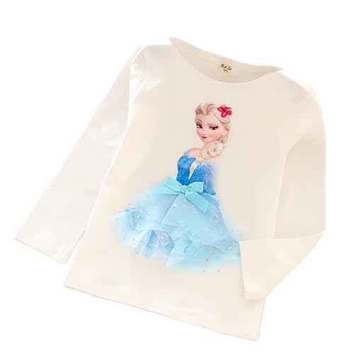 ELSA und Anna T-Shirt Glanz Langarmshirt Frozen 2 Eiskönigin 2 Prinzessin Eisprinzessin Mädchen Kinder (120cm, ELSA-whiteblue R) von Fancyland