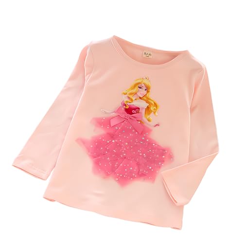 ELSA und Anna T-Shirt Glanz Langarmshirt Frozen 2 Eiskönigin 2 Prinzessin Eisprinzessin Mädchen Kinder (120cm, Princess-pinkred) von Fancyland