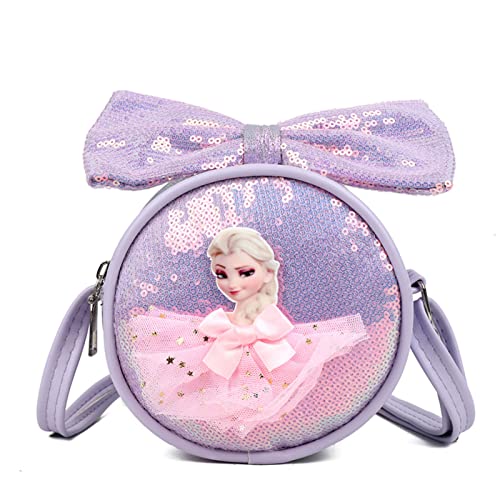 Elsa Mädchen Tasche Rund die Eiskönigin 2 Kindertasche Umhängetasche Anna und ELSA Prinzessin Geschenke (Lila) von Fancyland