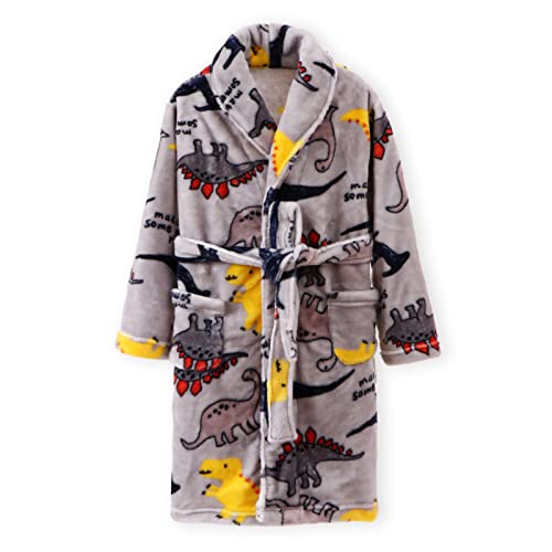 Kinder Bademantel Mit Kapuze Animal Dinosaur Print Nachtwäsche Robe Flanell Schlafanzug für Jungen und Mädchen von Fancyland