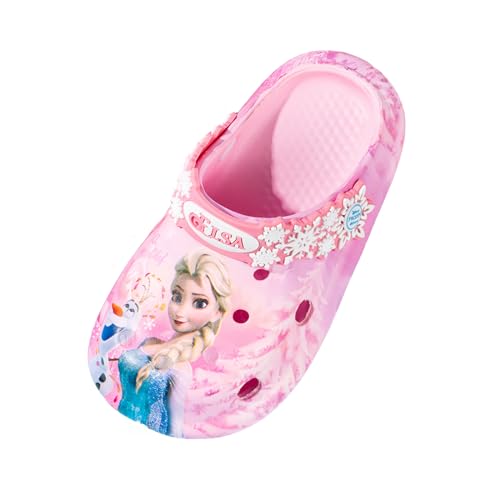 Kinder Clogs ELSA| Hausschuhe Mädchen Gartenschuhe Atmungsaktiv Pantoletten|Sandalen Badeschuhe Eiskönigin 2 (Rosa, EU Schuhgrößensystem, Grundschulkind, Damen, Numerisch (von/bis), M, 26, 27) von Fancyland