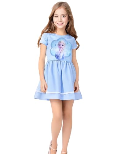 Sommer Shirt Frozen Kleid Madchen | Prinzessinnen Kleid Mädchen | Kostüm Prinzessin (DE/NL/SE/PL, Numerisch, 116, 128, Regular, ELSA Blau) von Fancyland