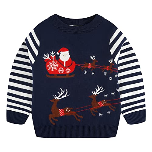 Kinder Weihnachts Sweatshirt Winter Hirsch Pullover Strickpullover für Mädchen Jungen Hirsch Freizeitkleidung für 1-6 Jahre 