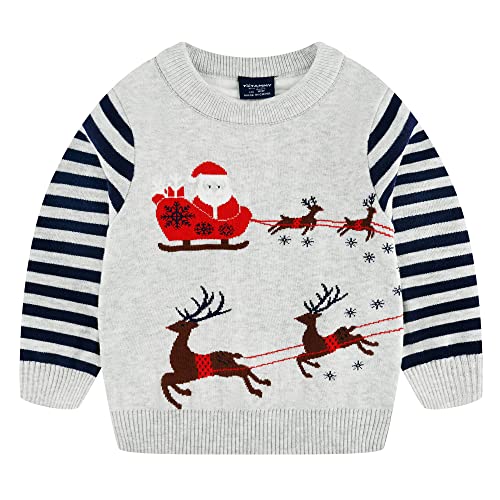 Fandecie Kinder Rundhals Christmas Sweater Jungen Weihnachtspullover Strickjacken Gestrickt Strickpullover Herbst Winter Langarm Sweater Pullis von Fandecie