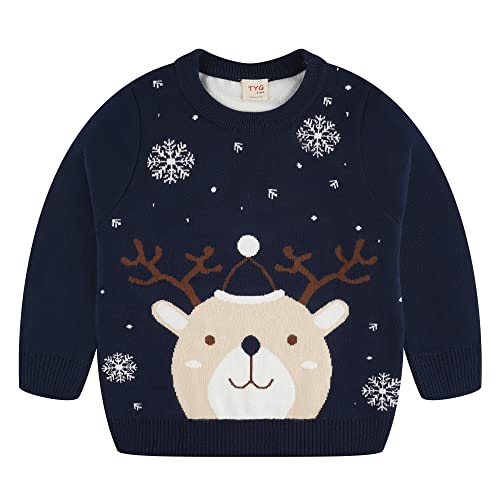 Fandecie Kinder Rundhals Christmas Sweater Jungen Weihnachtspullover Strickjacken Gestrickt Strickpullover Herbst Winter Langarm Sweater Pullis von Fandecie