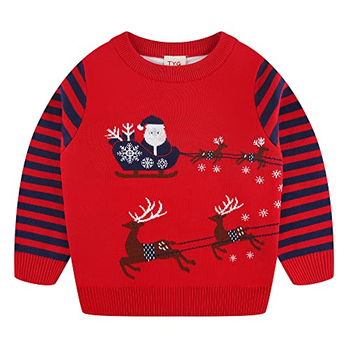 Fandecie Kinder Rundhals Christmas Sweater Jungen Weihnachtspullover Strickjacken Gestrickt Strickpullover Herbst Winter Langarm Sweater Pullis von Fandecie