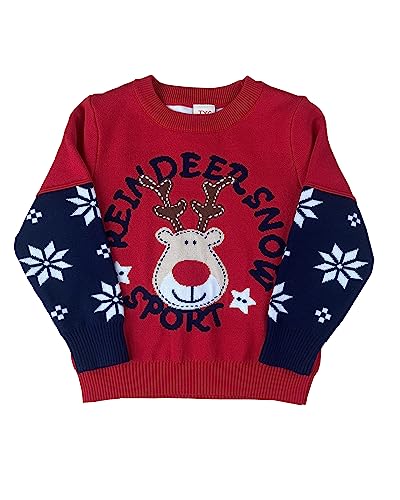 Fandecie Kinder Weihnachtspullover Jungen Mädchen Warme Weihnachten Sweatshirts Rentier Pullover Baumwolle Langarm Top 2-6 Jahre von Fandecie