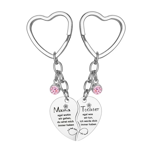 Faneeyo 2 Stück Mutter-Tochter-Herz Passend Schlüsselanhänger Schlüsselbund Set Geschenke für Mutter Muttertag von Tochter. Stil A von Faneeyo