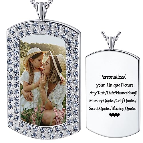 Fanery Sue Herren-Halskette mit Bild innen, personalisiertes Foto, individueller Text, Hundemarke, Halskette, Schmuck, Militär-Anhänger, Gedenkgeschenke für Männer, Edelstahl, Zirkon Fanery Sue Herren-Halskette mit Bild innen, personalisiertes Foto, individueller Text, Hundemarke, Halskette, Schmuck, Militär-Anhänger, Gedenkgeschenke für Männer, Edelstahl, Zirkon von Fanery Sue