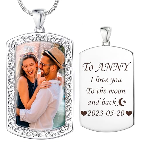 Fanery Sue Herren-Halskette mit Bild innen, personalisiertes Foto, individueller Text, Hundemarke, Halskette, Schmuck, Militär-Anhänger, Gedenkgeschenke für Männer, Kupfer, Kein Edelstein Fanery Sue Herren-Halskette mit Bild innen, personalisiertes Foto, individueller Text, Hundemarke, Halskette, Schmuck, Militär-Anhänger, Gedenkgeschenke für Männer, Kupfer, Kein Edelstein von Fanery Sue
