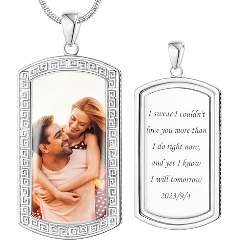 Fanery Sue Herren-Halskette mit Bild innen, personalisiertes Foto, individueller Text, Hundemarke, Halskette, Schmuck, Militär-Anhänger, Gedenkgeschenke für Männer, Kupfer, Kein Edelstein Fanery Sue Herren-Halskette mit Bild innen, personalisiertes Foto, individueller Text, Hundemarke, Halskette, Schmuck, Militär-Anhänger, Gedenkgeschenke für Männer, Kupfer, Kein Edelstein von Fanery Sue