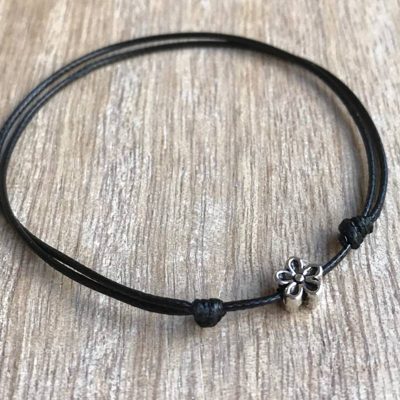 Blume Fußkettchen, Schwarz Gewachste Schnur Verstellbare Wasserdicht Wa001072 von Fanfarria