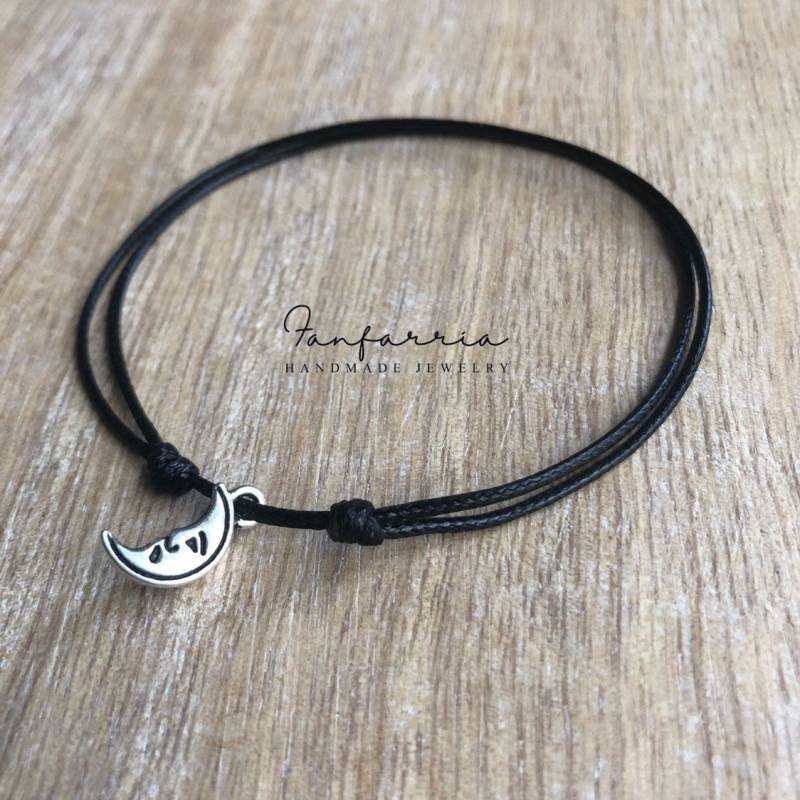 Mond Fußkettchen, Schwarz Gewachste Schnur Unisex Verstellbar Fußkettchen Wa001031 von Fanfarria