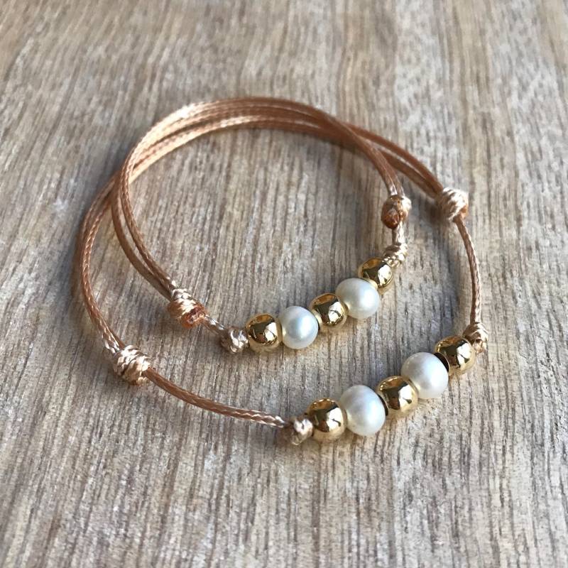 Pearl Gold Mommy & Me Armbänder, Mutter Und Tochter Armbänder Passend, Wasserdicht, Gables Style Wm001479 von Fanfarria