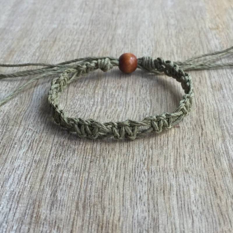 Sobe, Olive Hanf Fußkettchen, Geflochtenes Makramee Surfer Unisex Strand Grün Ha001003 von Fanfarria