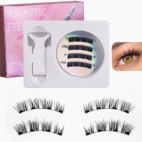 2 Paar Magnetische Wimpern, Wiederverwendbar Magnetwimpern Kit, Wasserfest Magnetic Lashes, Magnet Lashes Set mit Applikator, Kein Eyeliner Erforderlich, Magnet Wimpern Natürlicher Look (A) von Fangehong
