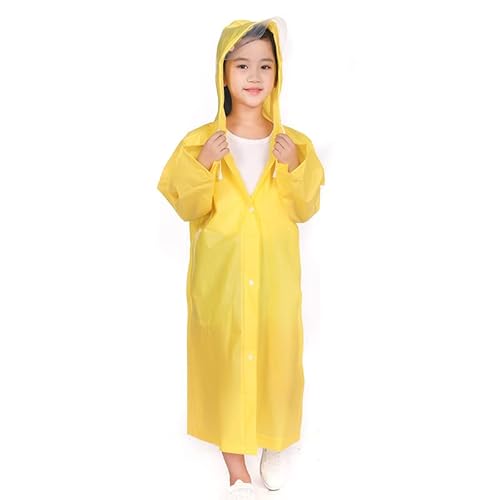 Fangehong Kinder Wasserdicht Regenmantel, EVA Regen Overall für Mädchen Jungen, Kleinkind Regenponcho Regencape mit Kapuze, Kinder Regenanzug Regenjacke für Schule Wandern Radfahren (Gelb) von Fangehong