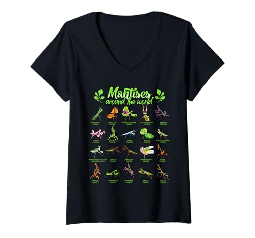 Damen Fangschrecken der Welt - Gottesanbeterin T-Shirt mit V-Ausschnitt Damen Fangschrecken der Welt - Gottesanbeterin T-Shirt mit V-Ausschnitt von Fangschrecken und Gottesanbeterinnen Designs